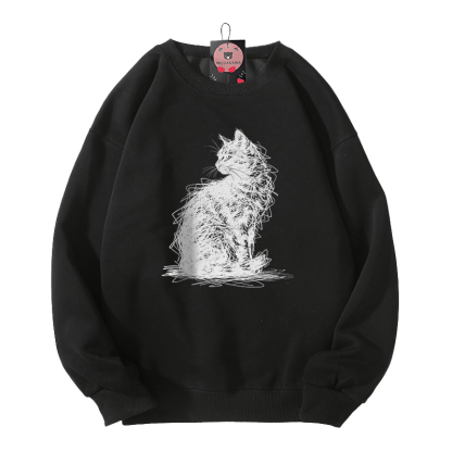 Modakawa Sweatshirt mit Katzenmotiv - Black - 5XL - image 3