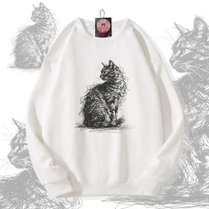 Modakawa Sweatshirt mit Katzenmotiv - White - 5XL - image 2
