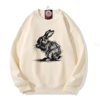 Modakawa Sweatshirt mit Kaninchenmotiv - Beige - 5XL - image 4