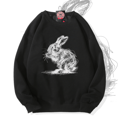 Modakawa Sweatshirt mit Kaninchenmotiv - Black - 5XL - image 2