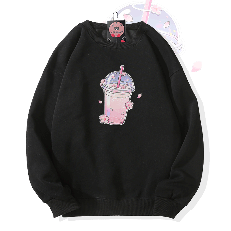 Modakawa Sweatshirt mit Milchtee-Grafik - Black - 5XL - image 3