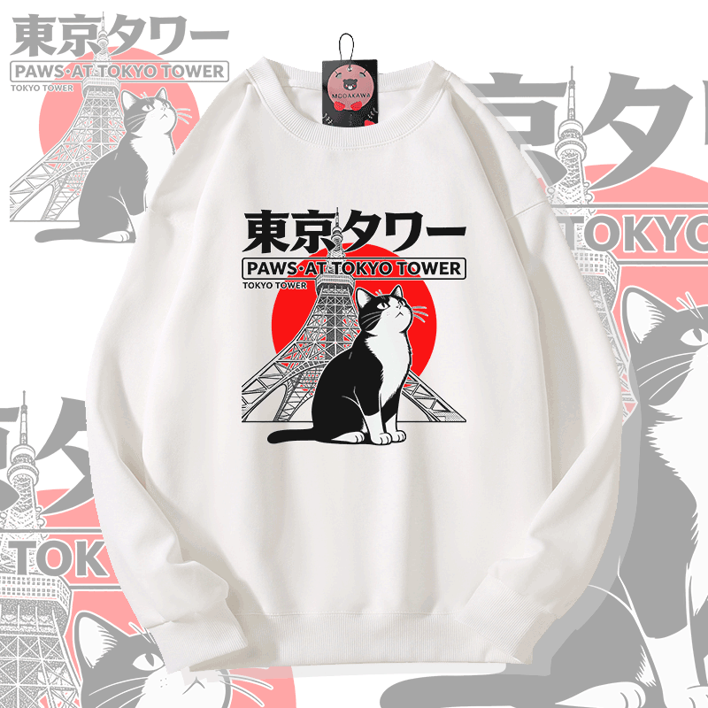 TOKYO Cat Graphic Modakawa Sweatshirt - White - 5XL - image 1