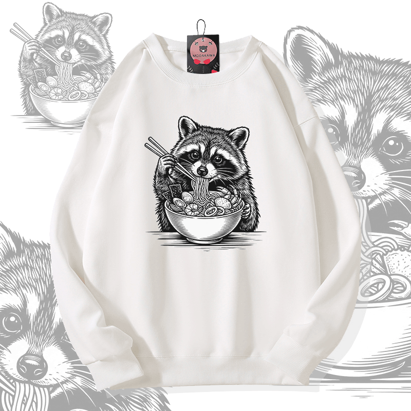 Modakawa Sweatshirt mit Waschbär-Ramen-Modifikation - White - 5XL - image 2