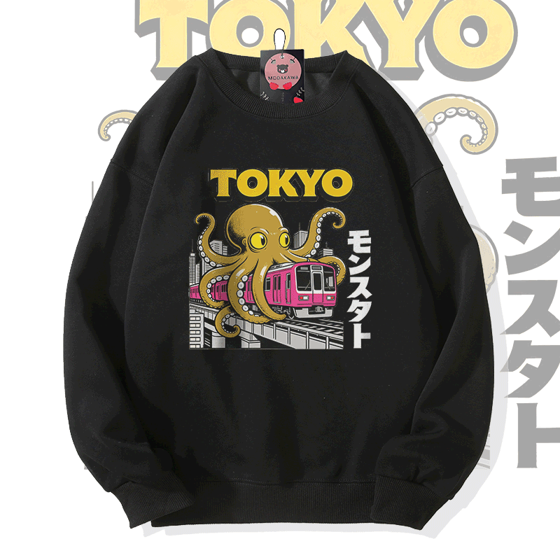 Modakawa Sweatshirt mit Tokyo Octopus Train Grafik - Black - 5XL - image 2