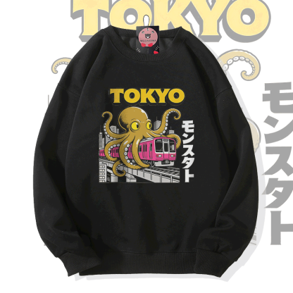 Modakawa Sweatshirt mit Tokyo Octopus Train Grafik - Black - 5XL - image 2