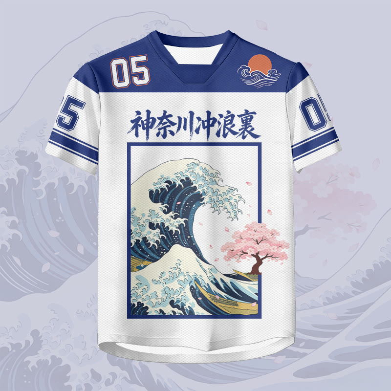 Ukiyo-e Wave Number Graphic Modakawa Unisex Jersey T-Shirt - image 2