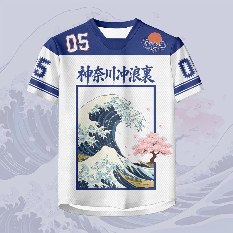 Ukiyo-e Wave Number Graphic Modakawa Unisex Jersey T-Shirt - image 2