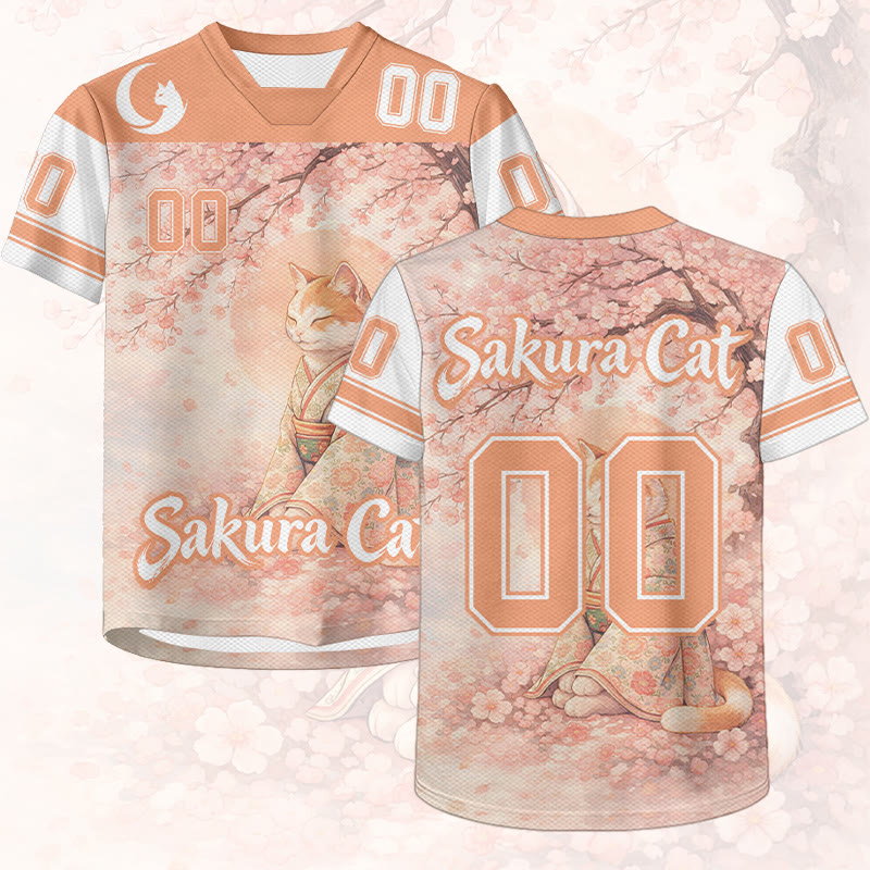 SAKURA CAT Nummer Grafik Modakawa Unisex Jersey T-Shirt - Orange - 6XL - image 1