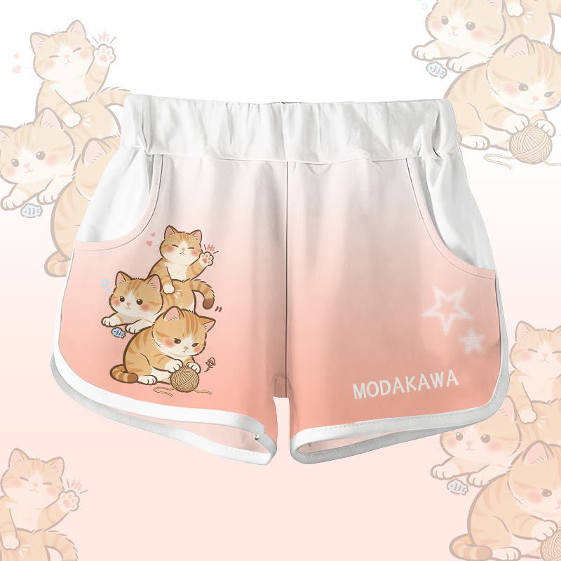Modakawa Shorts mit verspielter Katzengrafik - Pink - 5XL - image 2