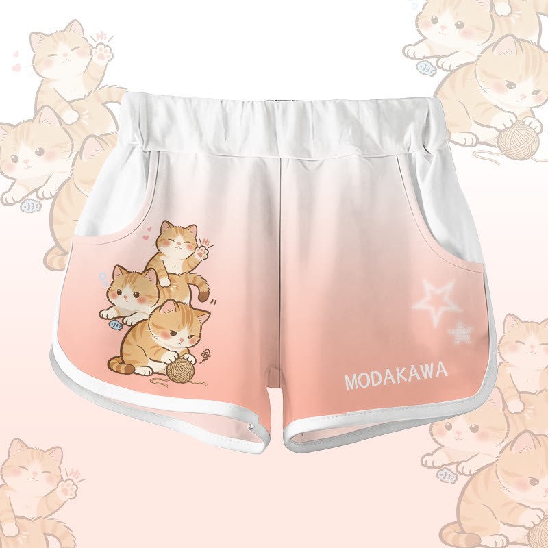 Modakawa Shorts mit verspielter Katzengrafik - Pink - 5XL - image 2