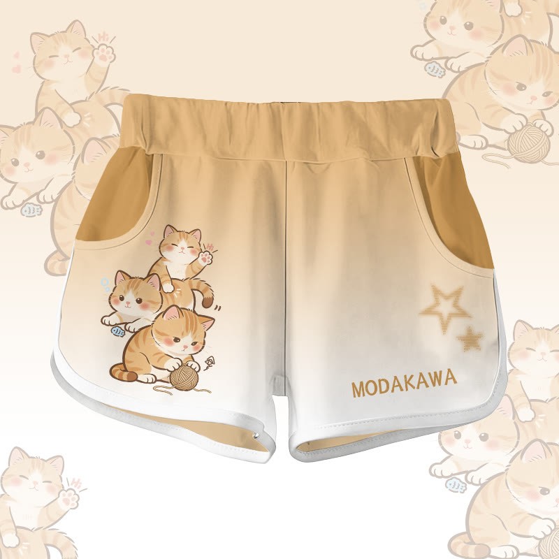 Modakawa Shorts mit verspielter Katzengrafik - Yellow - 5XL - image 1