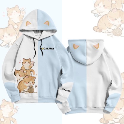 Modakawa Pullover-Hoodie mit Katzenmotiv - Blue - 6XL - image 1
