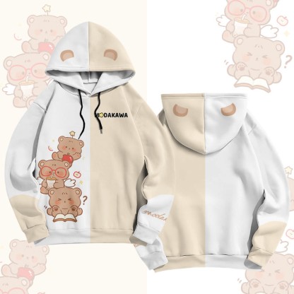Modakawa Pullover-Hoodie mit Bärenmotiv - Beige - 6XL - image 1