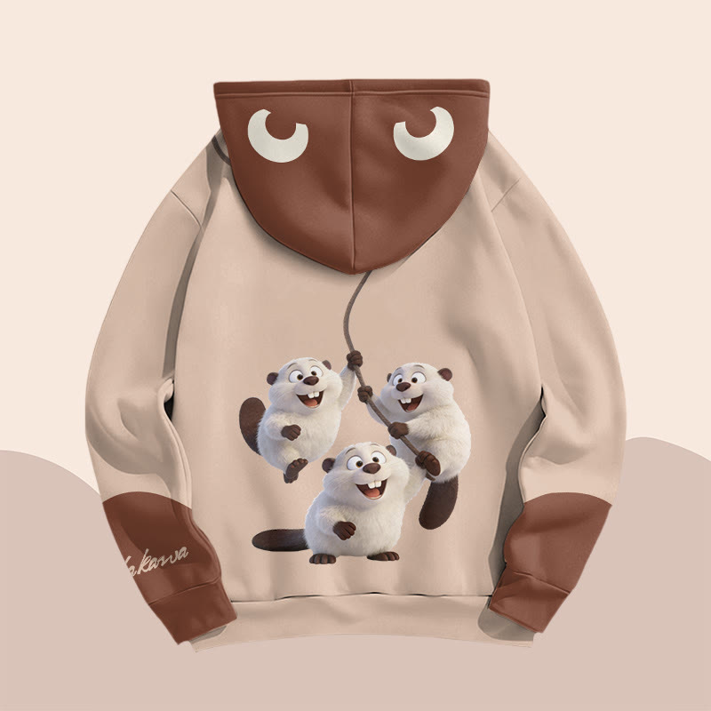 Modakawa Pullover Hoodie mit Bibermotiv - image 7