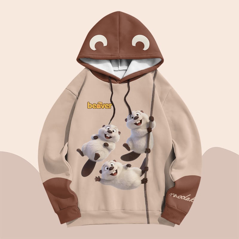 Modakawa Pullover Hoodie mit Bibermotiv - image 6