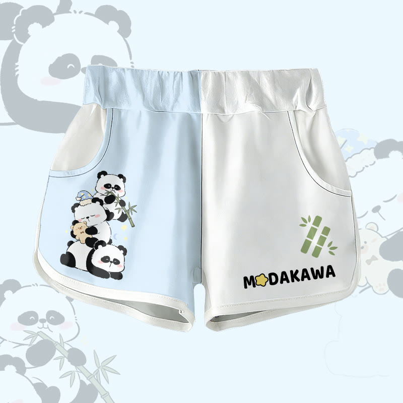 Panda Bamboo Graphic Modakawa Shorts - Blue - 5XL - image 2