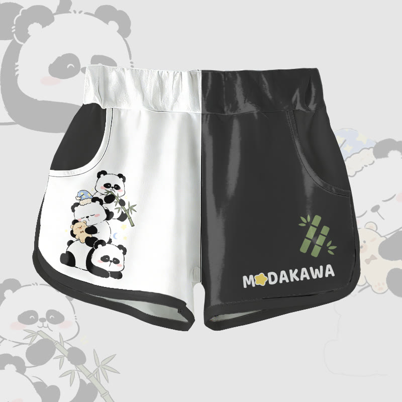 Panda Bamboo Graphic Modakawa Shorts - Black - 5XL - image 1