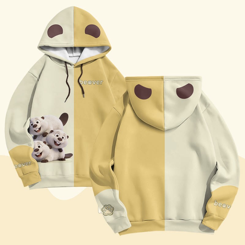 Modakawa Pullover-Hoodie mit lustigem Bibermotiv - Yellow - 6XL - image 2