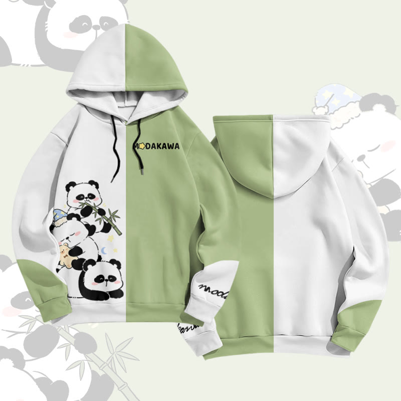 Panda Bamboo Graphic Modakawa Pullover Hoodie - Green - 6XL - image 2