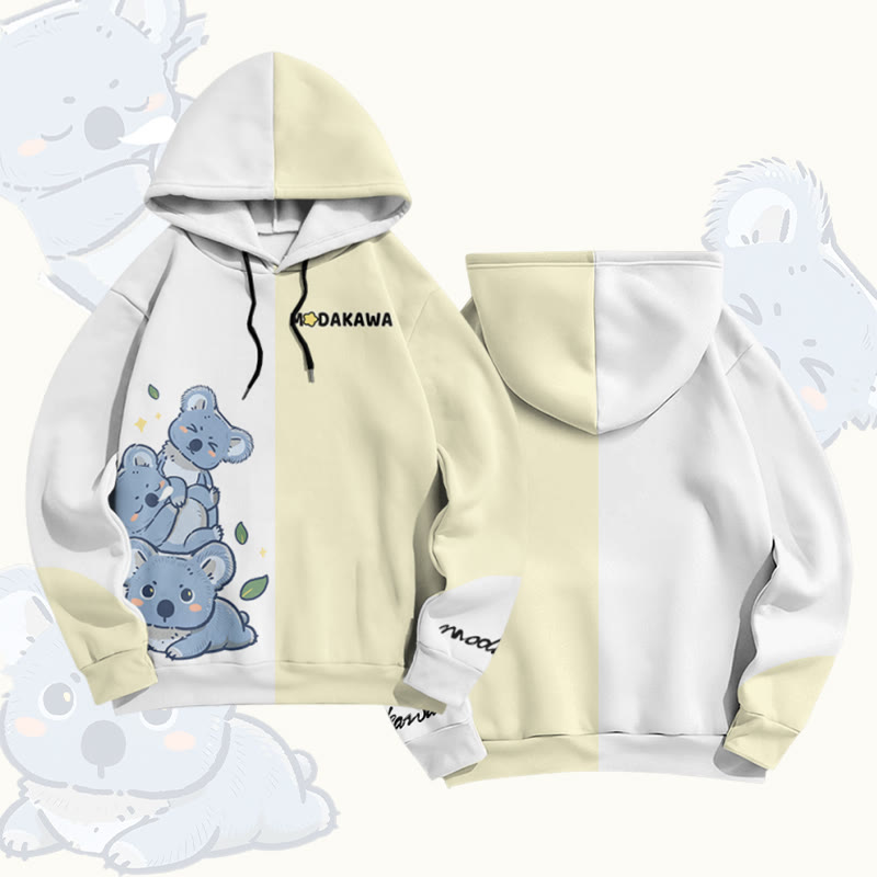 Koala Graphic Modakawa Pullover Hoodie - Yellow & White - 6XL - image 2