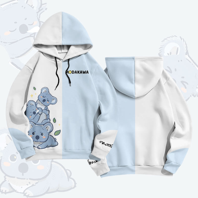 Koala Graphic Modakawa Pullover Hoodie - Blue & White - 6XL - image 1