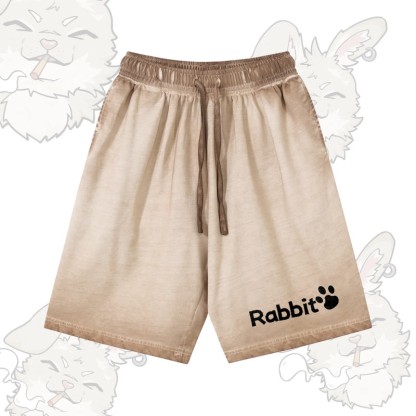 Modakawa Shorts aus 100 % Baumwolle mit Hasenmotiv, Vintage-Waschung und Used-Look - Khaki - 5XL - image 2