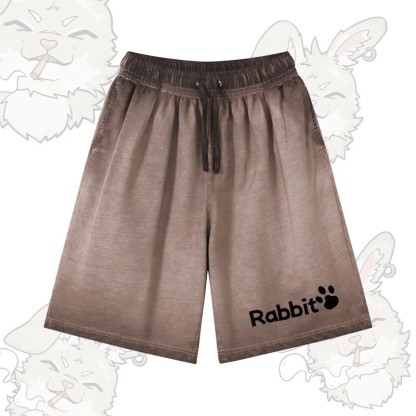 Modakawa Shorts aus 100 % Baumwolle mit Hasenmotiv, Vintage-Waschung und Used-Look - Brown - 5XL - image 1