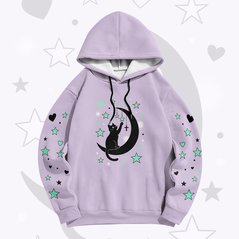 Modakawa Pullover-Hoodie mit Mondkatzen-Motiv - Purple - 6XL - image 2