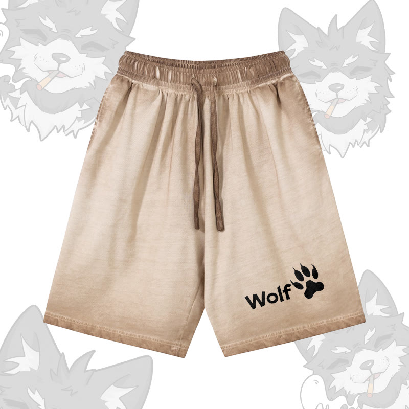 WOLF Graphic Modakawa Shorts aus 100 % Baumwolle mit Farbverlauf im Vintage-Waschungs-Look - Khaki - 5XL - image 1