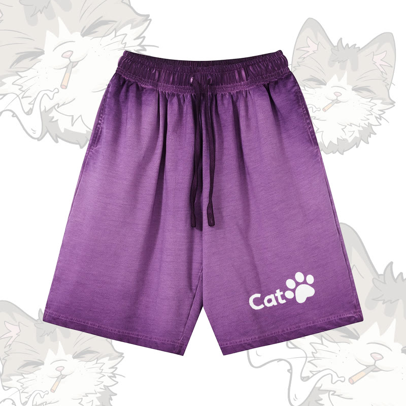 CAT Graphic Modakawa Shorts aus 100 % Baumwolle mit Farbverlauf im Vintage-Waschungs-Look - Purple - 5XL - image 1
