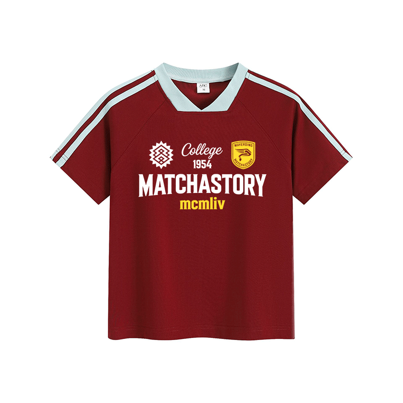 MATCHASTORY Graphic Modakawa Vintage Stripe V-Neck T-Shirt - Red - L - image 5