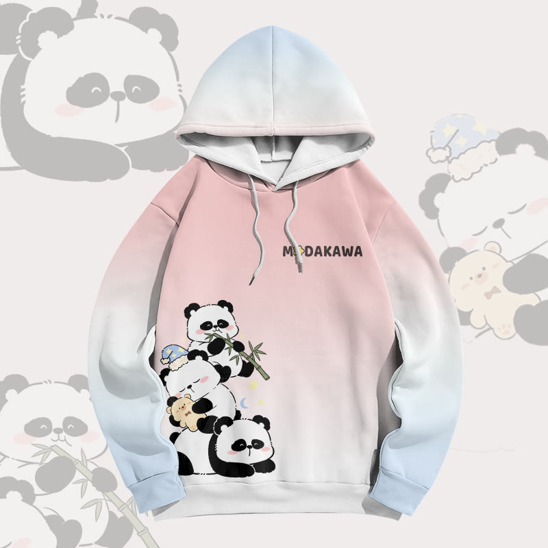 Panda Graphic Modakawa Gradient Pullover Hoodie - image 4
