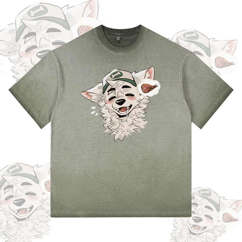 MODAKAWA X atka Tiger Paw Wave Graphic 100% Cotton Gradient Washed T-Shirt - Olive Green - 5XL - image 1