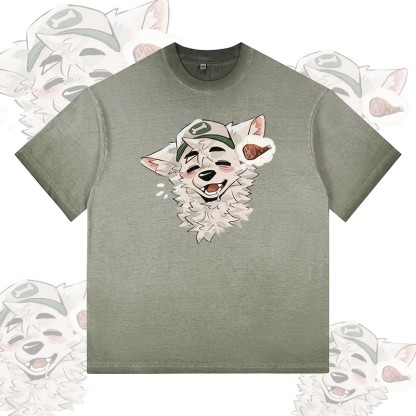 MODAKAWA X atka Tiger Paw Wave Graphic 100% Cotton Gradient Washed T-Shirt - Olive Green - 5XL - image 1