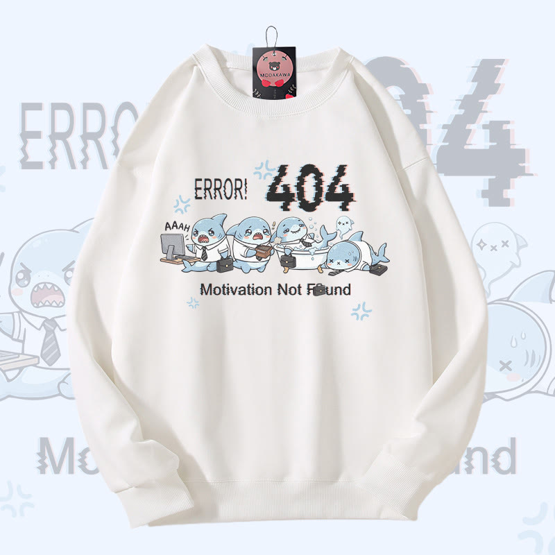 ERROR 404 MOTIVATION NICHT GEFUNDEN Shark Graphic Modakawa Sweatshirt - White - 5XL - image 1