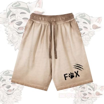 Modakawa Shorts aus 100 % Baumwolle mit Fuchspfoten-Motiv, Vintage-Waschung und Used-Look - Khaki - 5XL - image 1