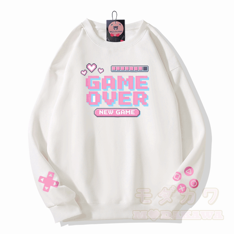 GAME OVER Grafik Modakawa Sweatshirt - Weiß - 5XL - image 3