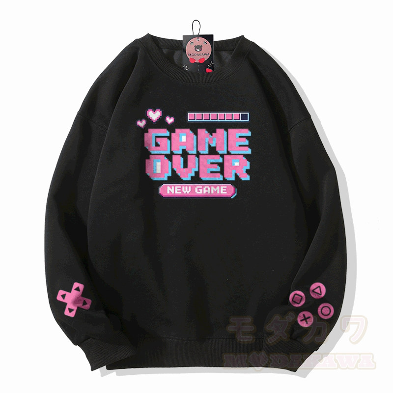 GAME OVER Grafik Modakawa Sweatshirt - Schwarz - 5XL - image 2
