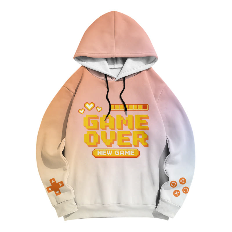 GAME OVER Arcade Graphic Modakawa Pullover Hoodie - Orange - 6XL - image 3