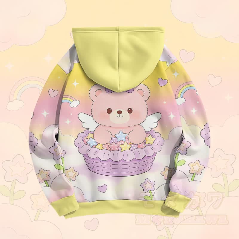 Modakawa Farben Block Pullover Hoodie mit Cake Bear Grafik - image 6