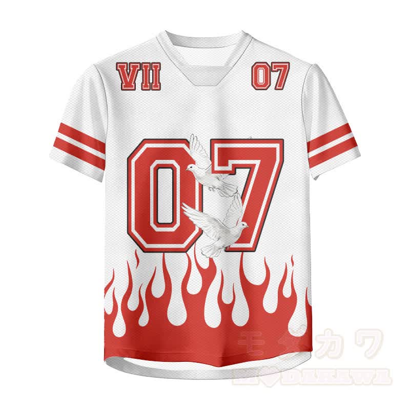 WORLD FOOTBALL Flame Dove Number Graphic Modakawa Unisex Jersey T-Shirt - image 2