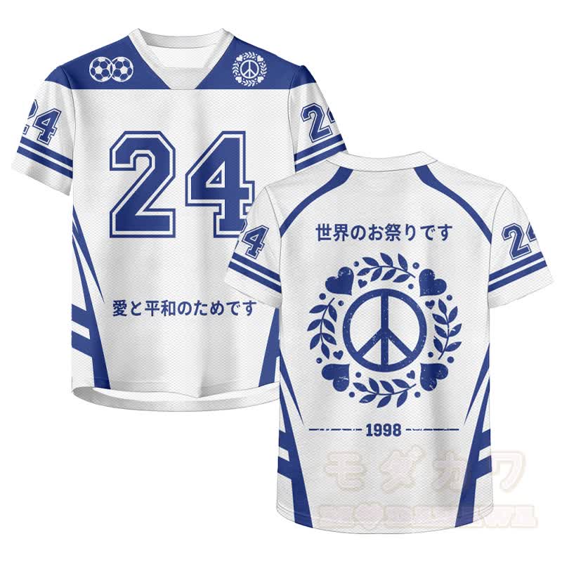 Peace Love Number Graphic Modakawa Unisex Jersey T-Shirt - Blau - 6XL - image 1