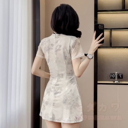 Vintage Cheongsam-Kleid mit Blumenmuster, zweiteiliges Set - image 3