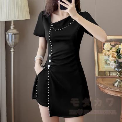 Zweiteiliges Set aus unregelmäßigem Perlen-Cheongsam-Kleid - image 1