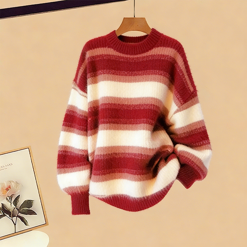 Gestreifter Strickpullover, karierte Jeans, passendes Outfit - Sweater - XL - image 2