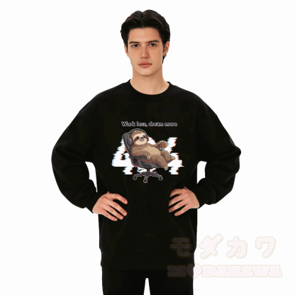404 WENIGER ARBEITEN, MEHR TRÄUMEN – Modakawa Unisex-Sweatshirt mit Faultier-Motiv - image 5