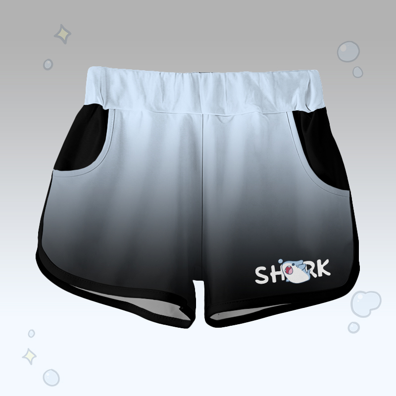 T-Shirt mit Farbverlauf und Hai-Grafik, Shorts mit Buchstabengrafik von Modakawa, passendes Outfit - Blue & Black Shorts - 5XL - image 8