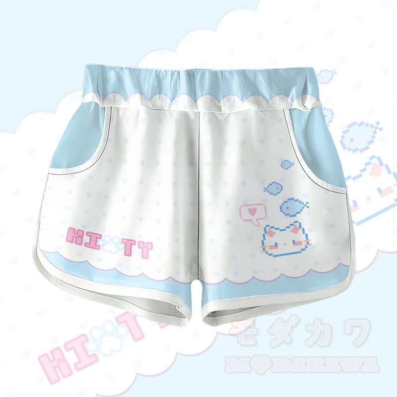 KITTY Cat Fish Graphic Modakawa Gradient Shorts - Blau - 5XL - image 2