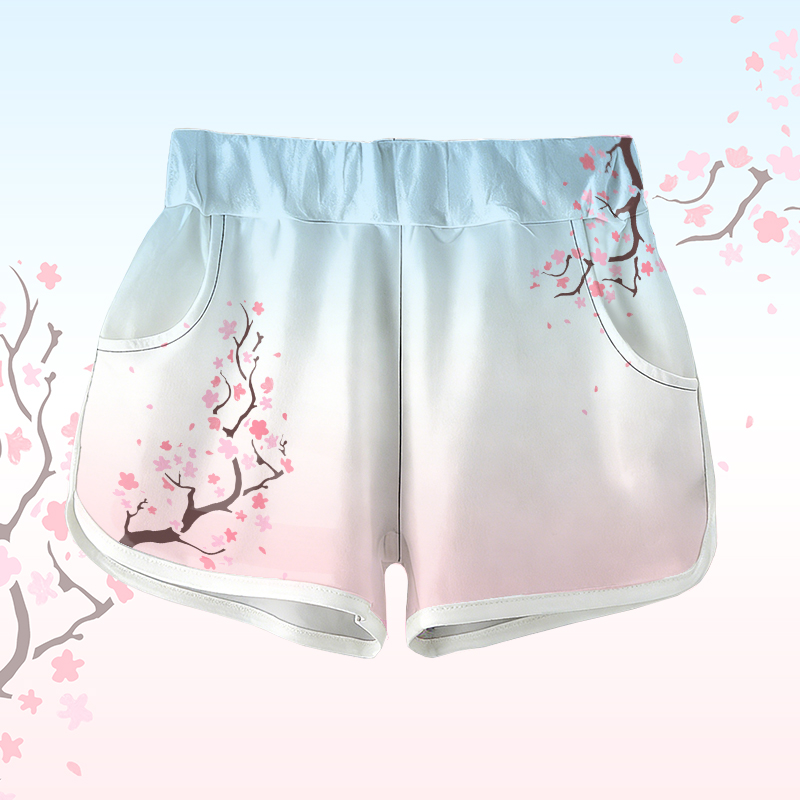 Sakura Graphic Modakawa Gradient Shorts - Blue - 5XL - image 1