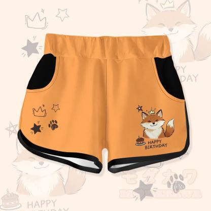 HAPPY zum Geburtstag, Smile Fox Cake Graphic Modakawa Shorts - Orange - 5XL - image 1